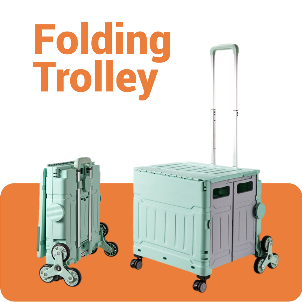 Foldable Trolley 80L Shopping Cart Trolley Storage Movable Climber ...