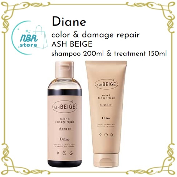 Diane color & damage repair ASH BIEGE shampoo 200ml & treatment 150ml ...