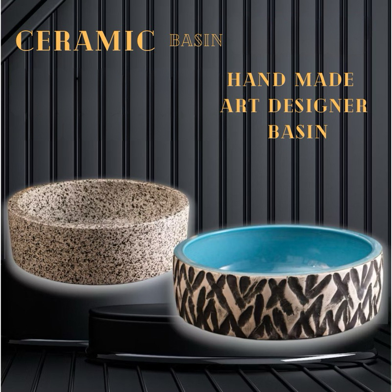 HAND MADE CERAMIC BASIN DESIGNER ART BASIN ABOVE COUNTER TOP ART SINK ...