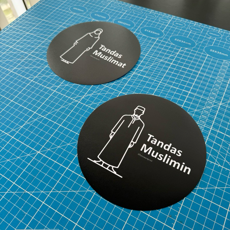 Tandas Muslimin Muslimat. Premium Sticker Sign Signage Label. Round ...