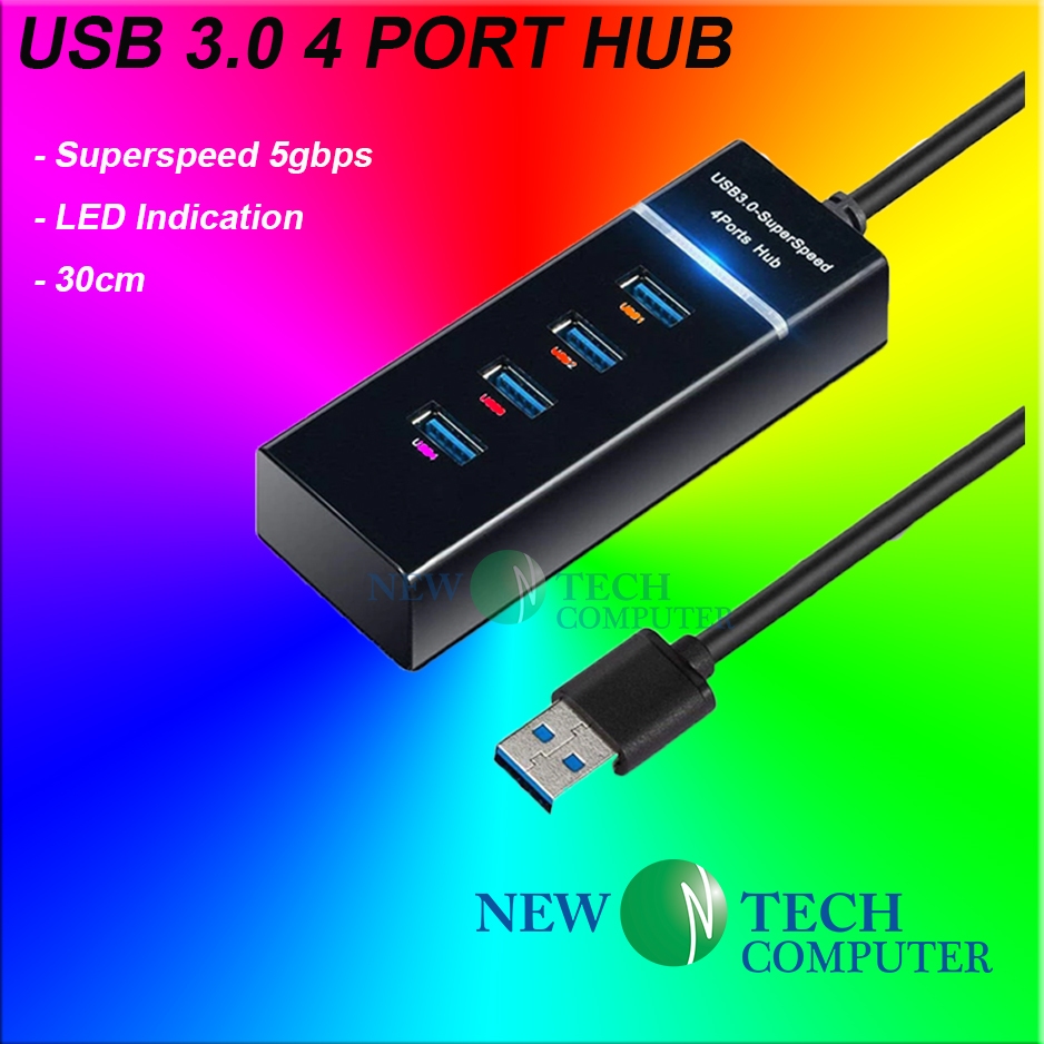 4 Port USB 3.0 2.0 Hub Splitter /High Speed Multiport Slim USB Hub ...