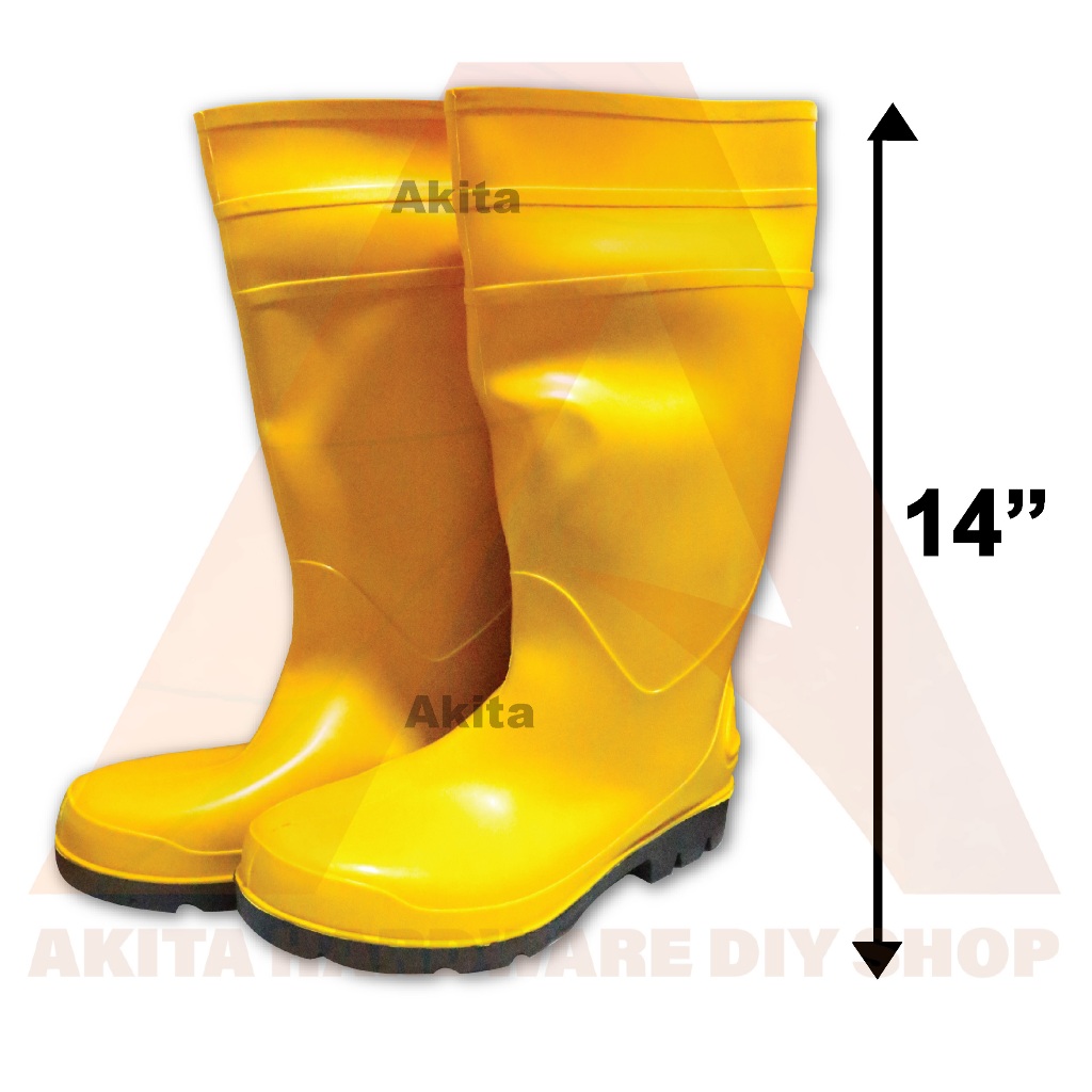 1 pair Yellow Rubber Boot Waterproof Industrial Safety Shoes Rain Boot ...