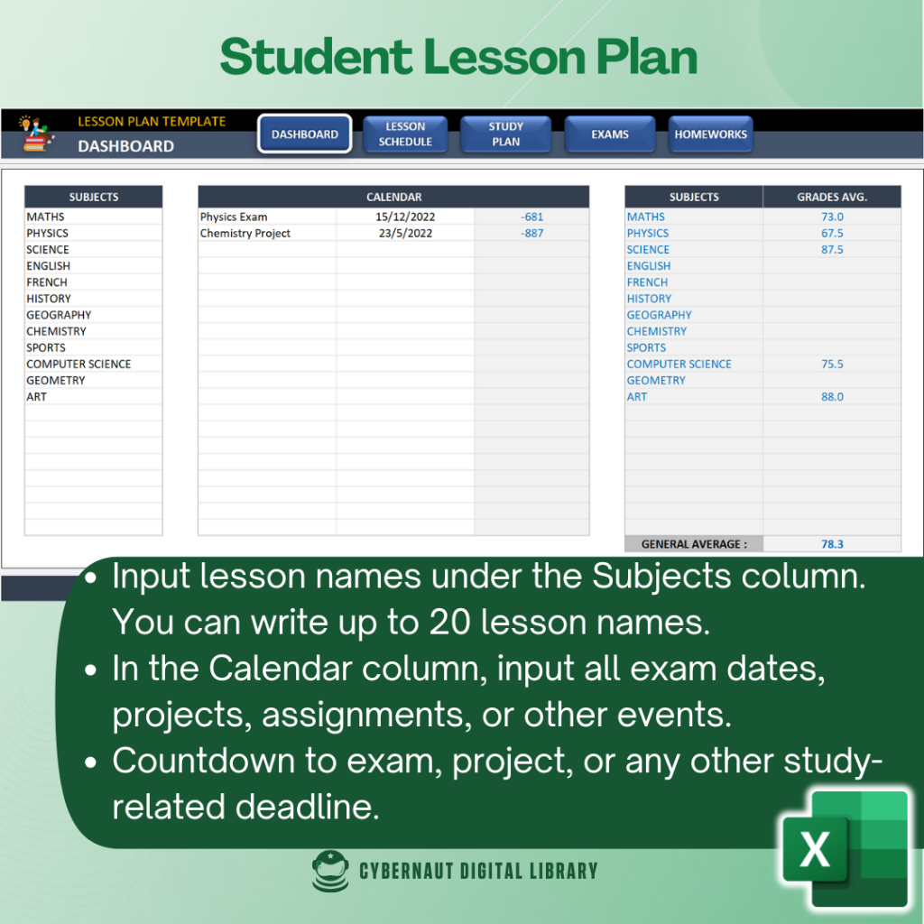 Excel Template - Student Lesson Plan Excel Template (Free 12-in-1 ...