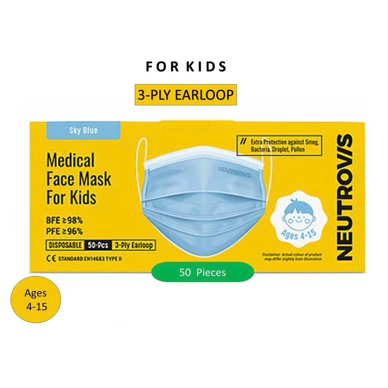 Neutrovis 3-Ply Kids Premium Medical Face Mask 50s - Mask budak sekolah ...