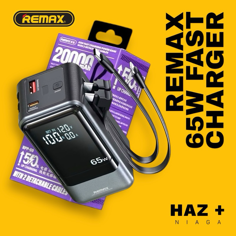Remax RPP-59 mini size PD65W PD3.0 65W +60W 20000 mAh 20K mAH Laptop ...