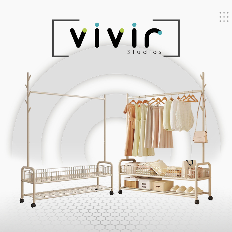 VIVIR Creamy Style Clothes Rack Home Bedroom Indoor Large Capacity ...