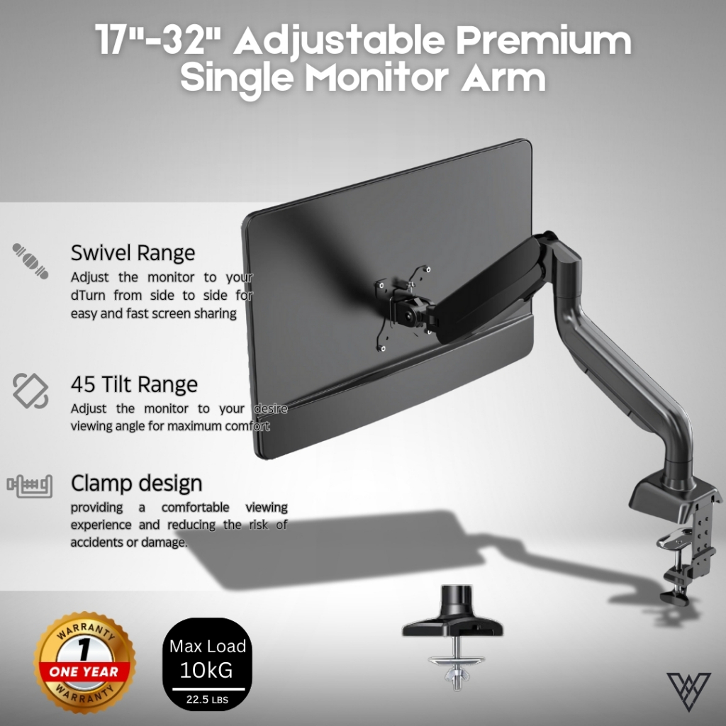 Monitor Stand Mount Arm 360 Degree Rotation 5-Axis Cold Rolled Steel ...