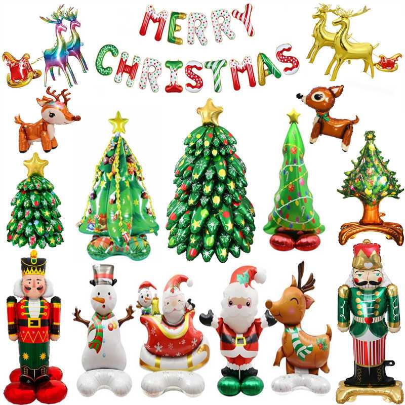 Xmas Christmas Balloons 3d Large Foil Balloons Xmas Tree Santa Claus
