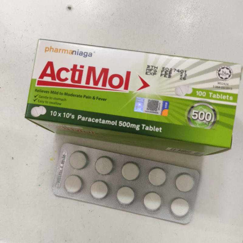 PHARMANIAGA ACTIMOL 500MG PARACETAMOL 10'SX10 STRIP ACTIMOL 100BIJI BOX ...