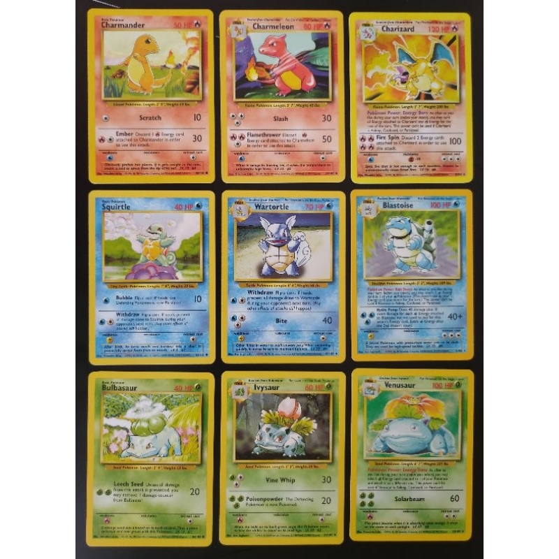 Charizard, Blastoise, Venusaur Base Set Evolution Line Full Set [Near ...