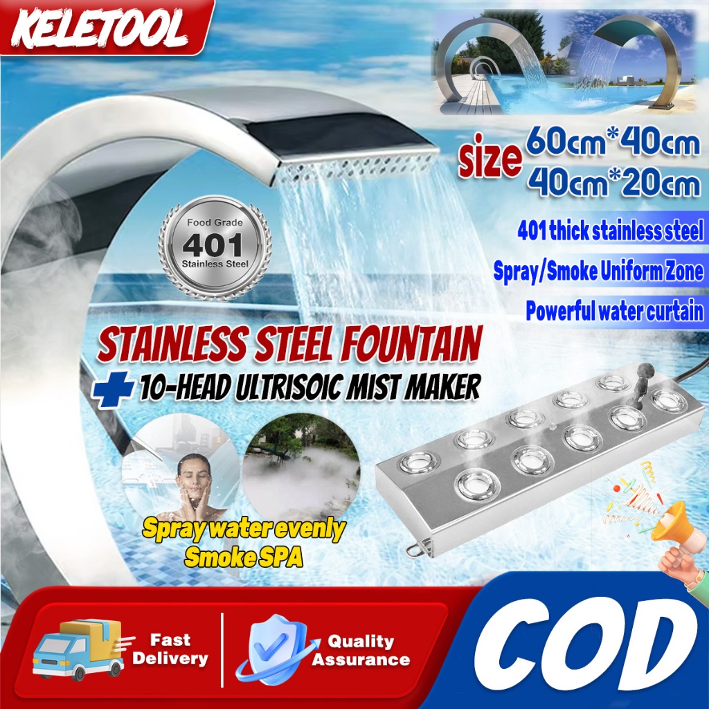 pool fountain waterfall 60*30cm 401 Stainless Steel Air Ultrasonic mist ...