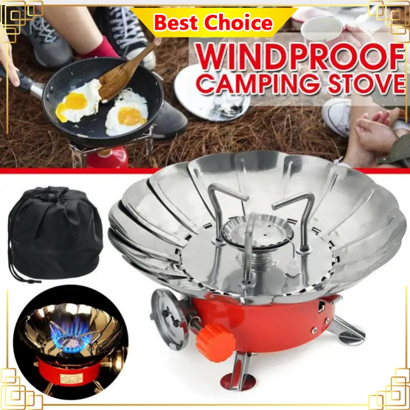 Folding Camping Mini Stove Windproof Lotus Stove Cooking Gas Stove ...