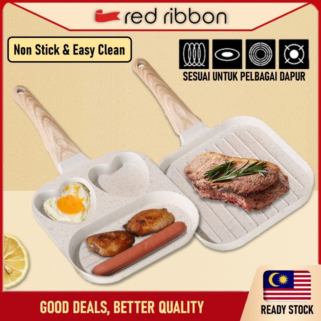 Red Ribbon Non Stick Breakfast Pan Maifan Stone Aluminum Frying Pan ...