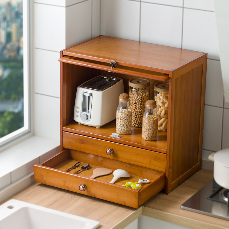 Kitchen Shelf with Door Desktop Drawer Storage Cabinet Multi-Functional ...