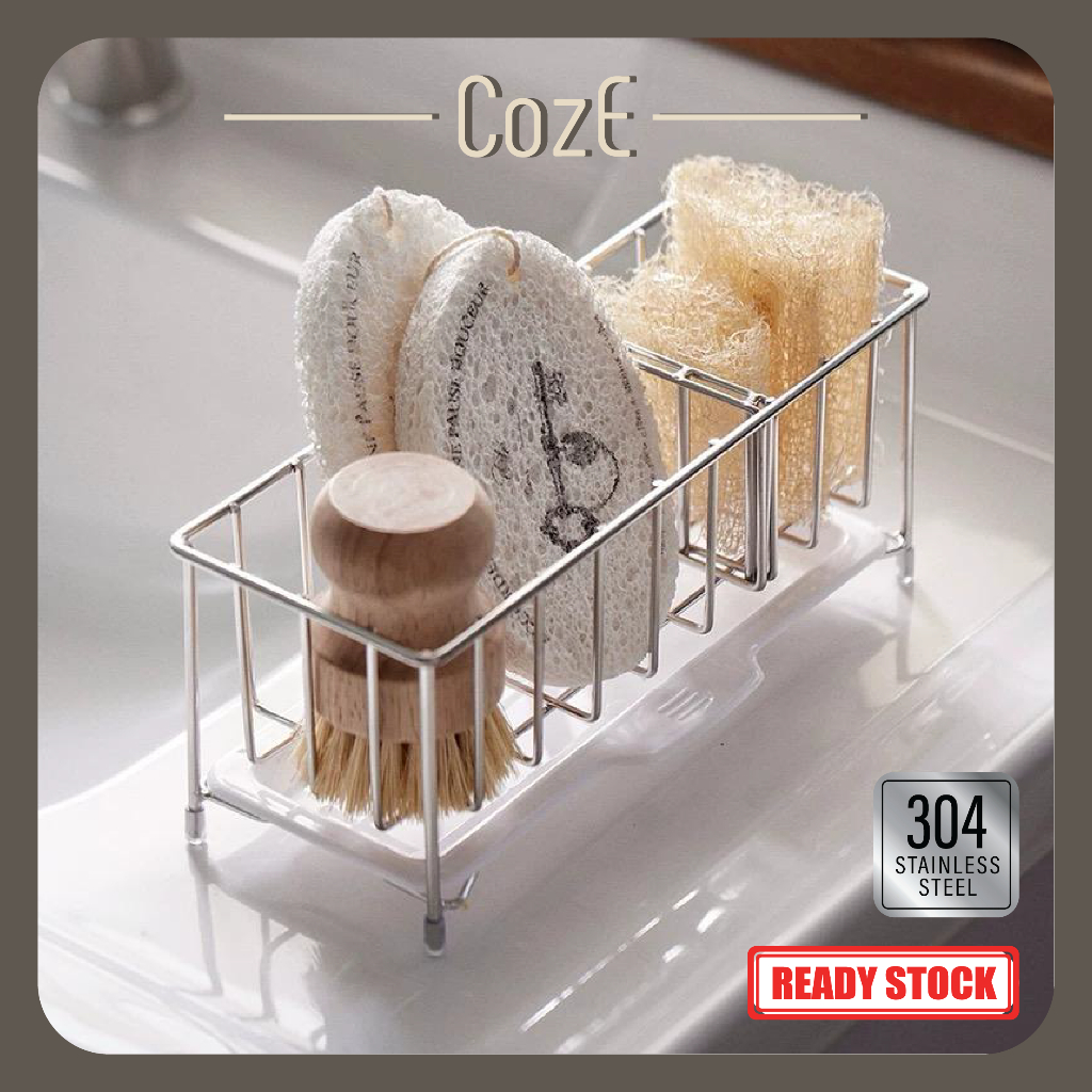 CozE 304 Stainless Steel Japanese Style Kitchen Sink Rack Sponge Soap ...