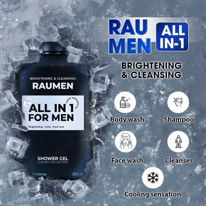 RAUMEN SHOWER GEL,FOR MEN BODY,HAIR &FACE | Shopee Malaysia