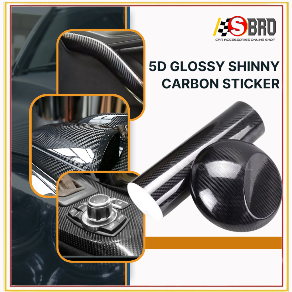 Sticker 5D /High Glossy Shiny Carbon Fiber Pattern Film Wrap Decal Car ...