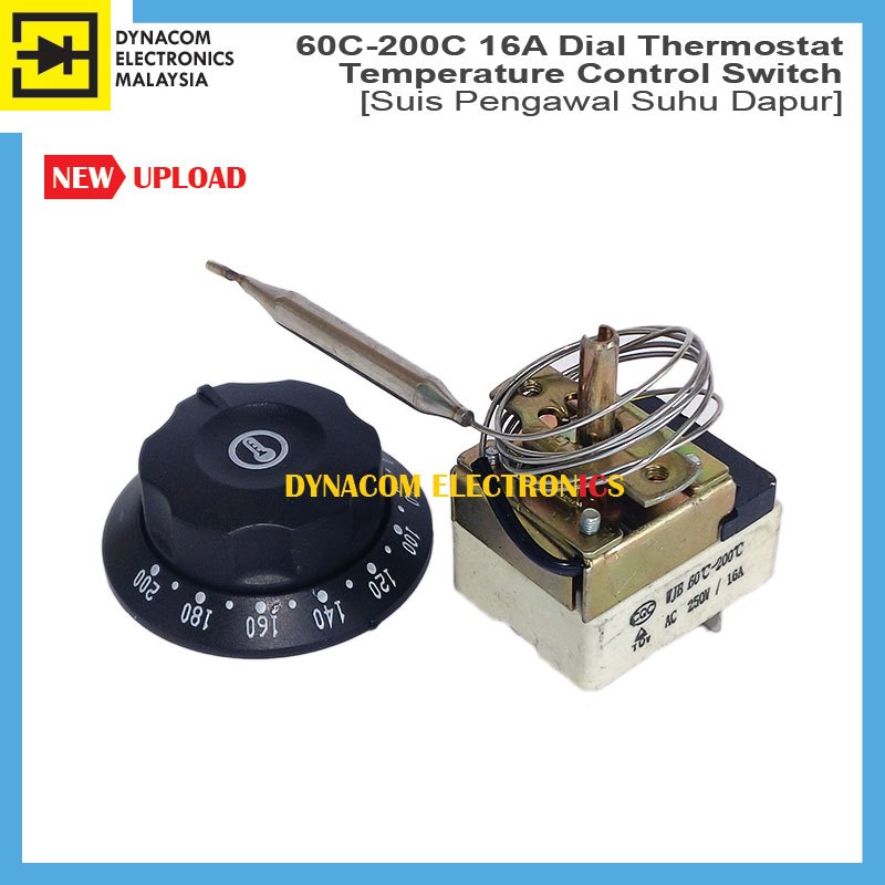 60C-200C 16A 3-Pins Dial Thermostat Temperature Control Switch [Suis ...