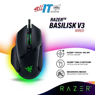 Razer Basilisk V3 Customizable Wired Chroma RGB Gaming Mouse | Optical Sensor | 26000 DPI | Ergonomic | Speedflex Cable