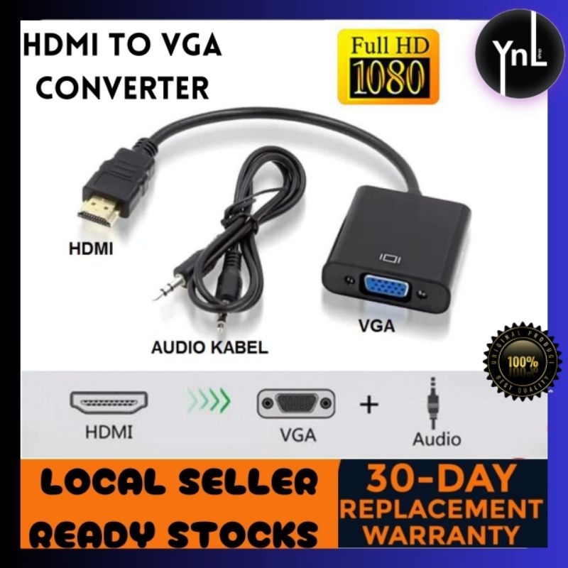 1080P HDMI to VGA Adapter Video Converter Cable Adapter/ With Audio ...