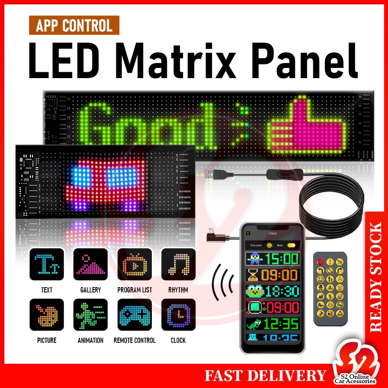 LED Panel Piksel Matriks Matrix Pixel Panel Bluetooth APP Animated ...