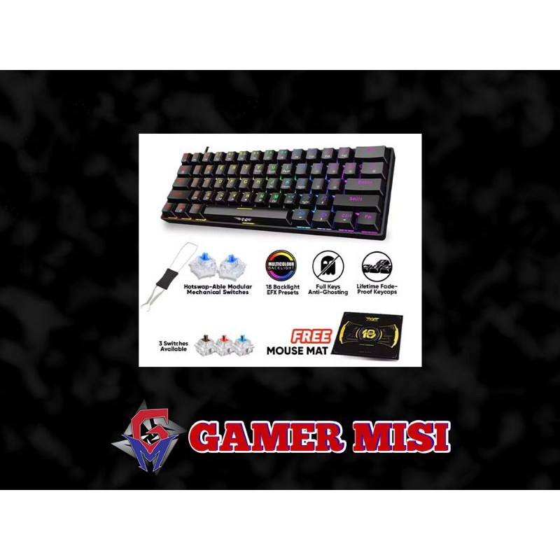 ARMAGGEDDON MKA 1C NEX HOT SWAPPABLE 61 KEYS WIRED MECHANICAL KEYBOARD ...