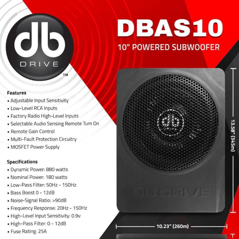 DB DRIVE [DBAS10] 880 Watts 10 Inch Powered Subwoofer | Underseat ...