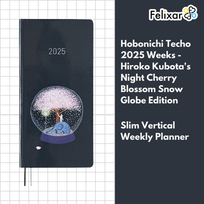 Hobonichi Techo 2025 Weeks Hiroko Kubota's Night Cherry Blossom Snow