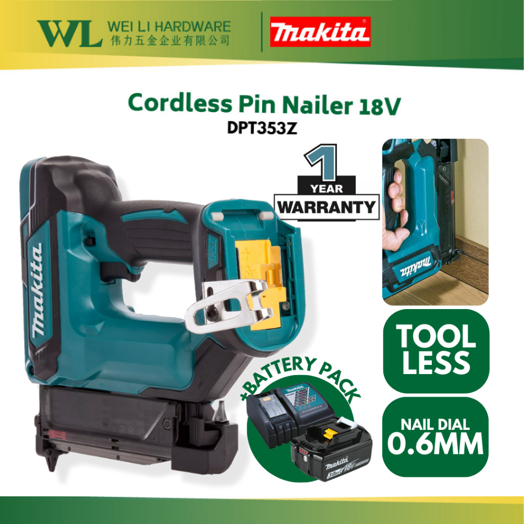 MAKITA Original DPT353Z Cordless Pin Nailer Gun 18V (1Year