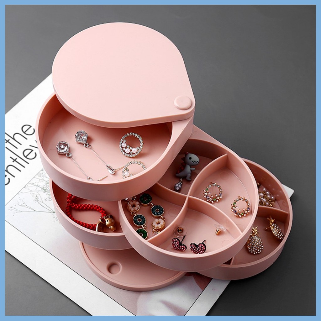 4-Tier 360° Degree Rotating Jewelry Box Multi Function Storage Case ...