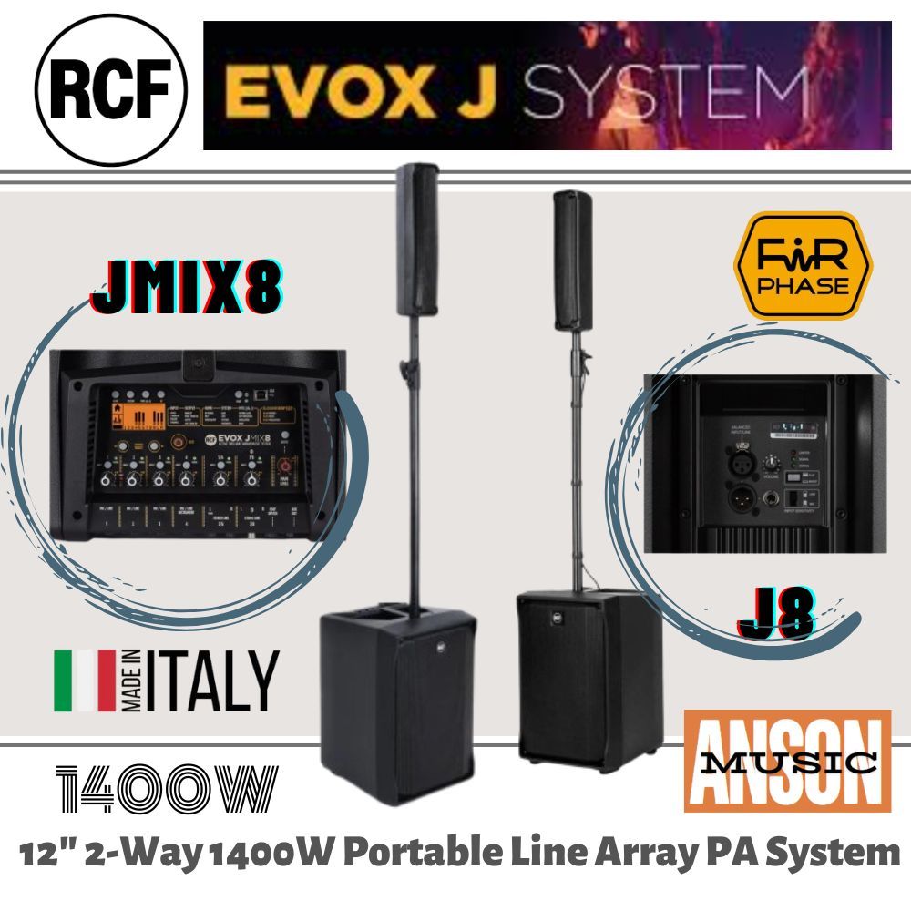 RCF EVOX J8 / JMIX8 Active 12" 2-Way 1400W Portable Line Array PA ...