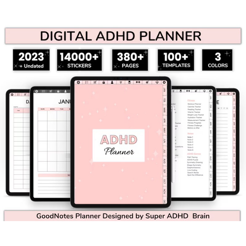 ADHD Digital Planner - Undated, iPad & Android Planner, GoodNotes ...