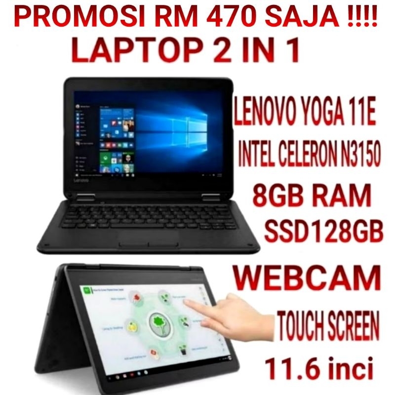 LAPTOP IN LENOVO YOGA 11E X360 TOUCH SCREEN, WINDOW 10, 8GB