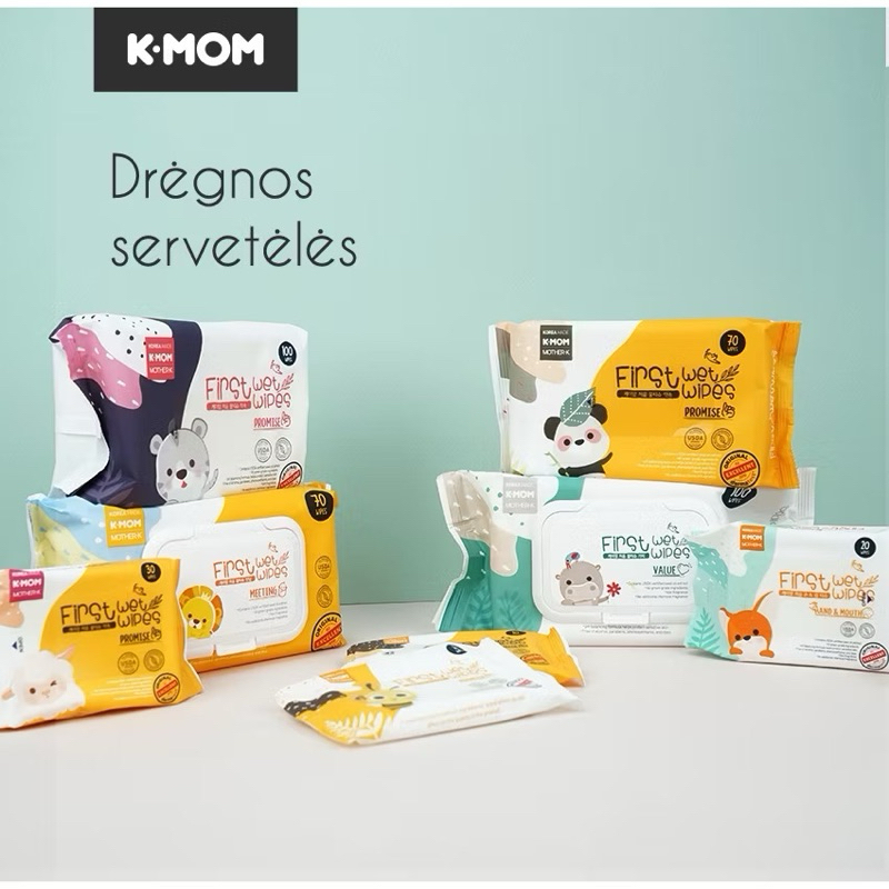 K-MOM First Wet Wipes All Purposes Surfaces Wipes 40pcs Baby Wipes ...
