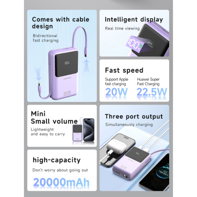 [3C CERTIFIED] Pineng PN-892 PD (20000mAh) PD 22.5W, Built in Dual ...