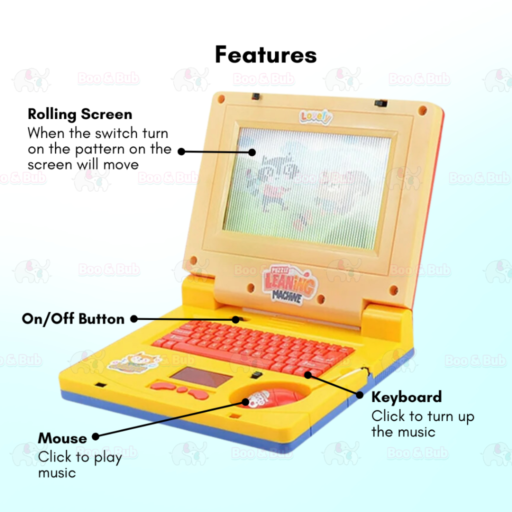 Boo & Bub Kids Laptop Computer with Mouse Learning Machine Early ...