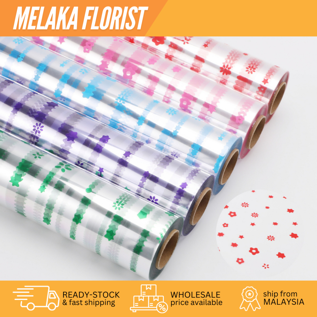 (25METER) HAMPER Wrapping Waterproof Flower Paper Gift Wrapper Birthday ...