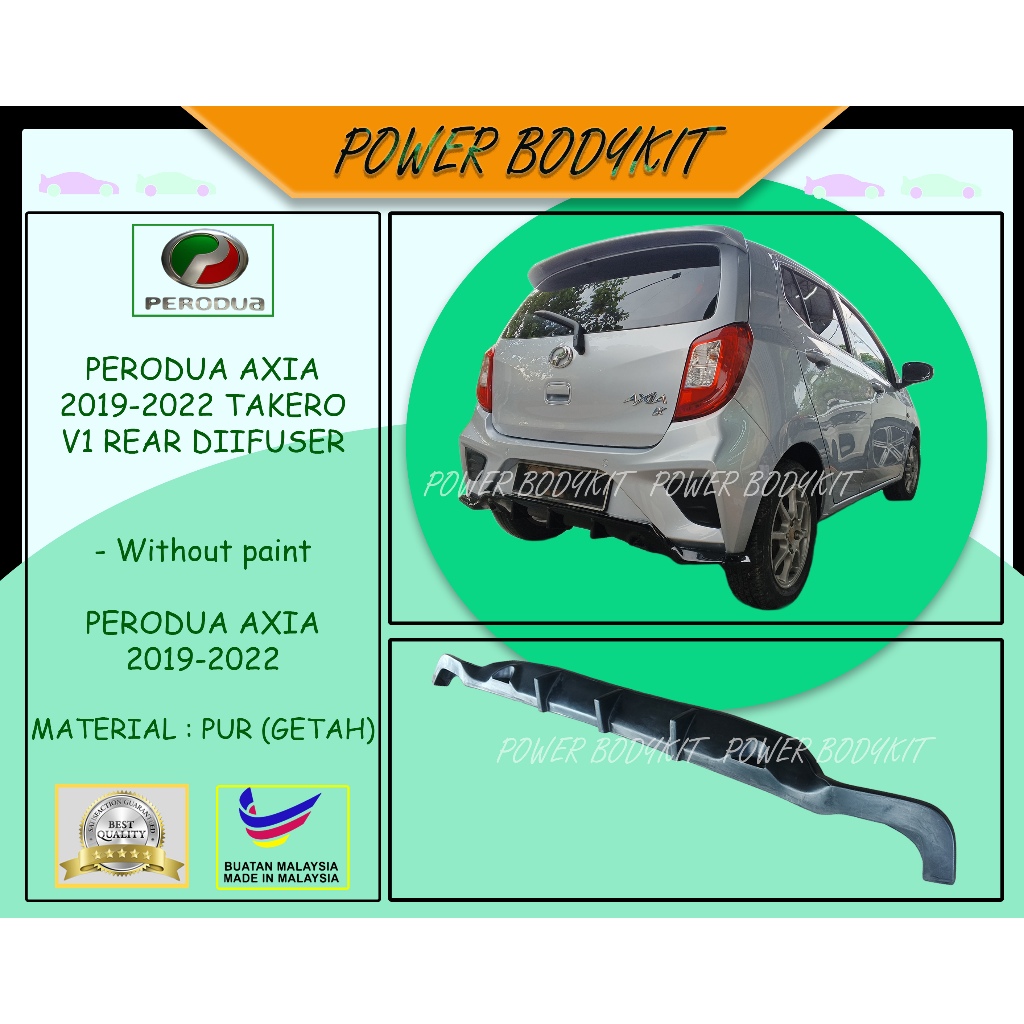 READY STOCK Perodua Axia 2019-2022 Takero V1 Rear Diffuser 2019 2020 ...