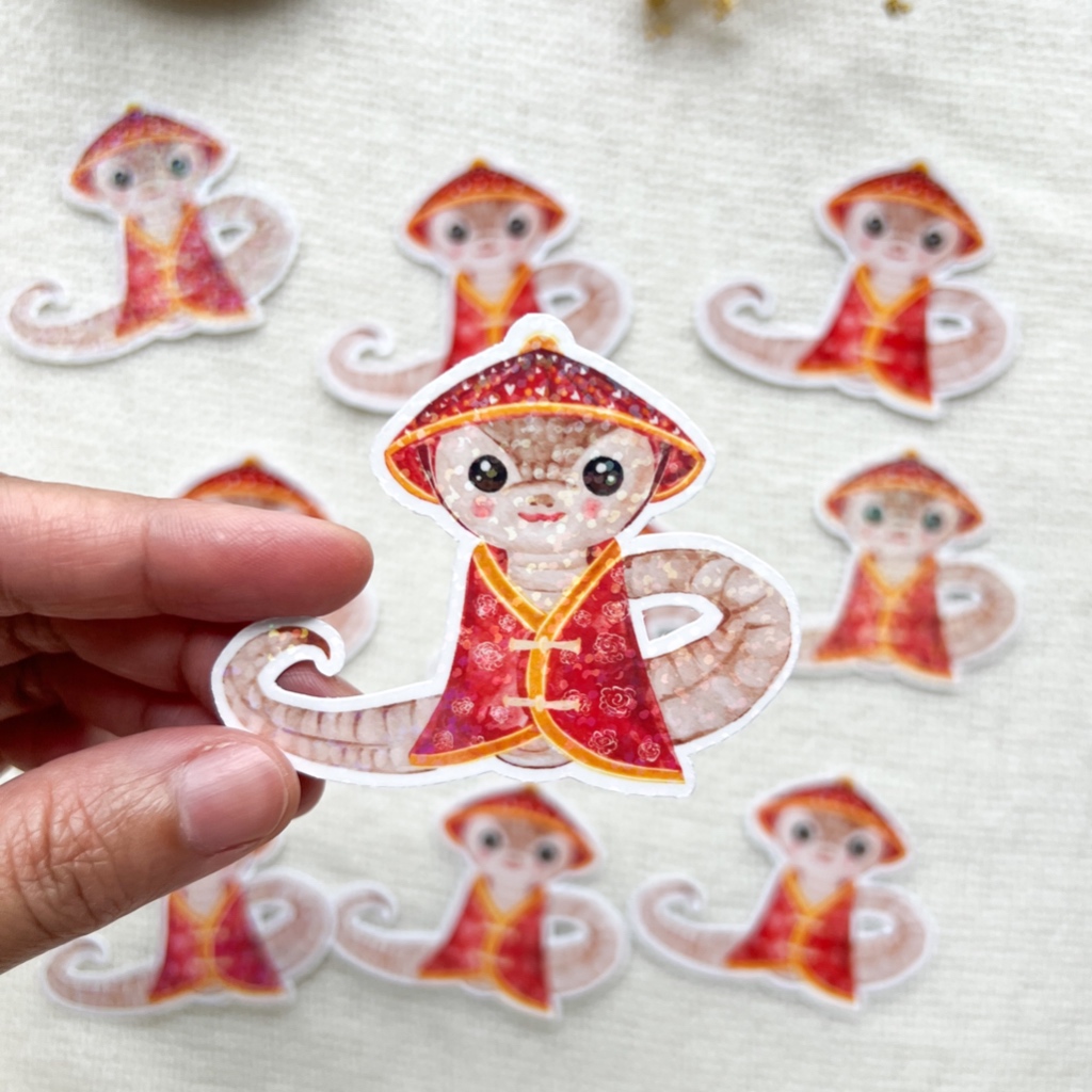 Waterproof Lunar New Year Snake Sticker | Cute Snake in Chinese ...