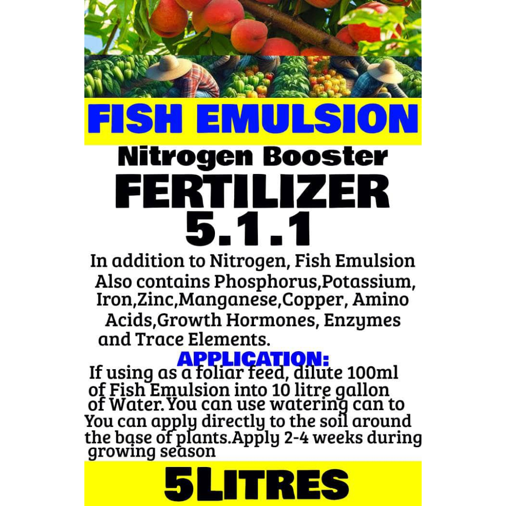 NEW STOCK!! FISH EMULSION NITROGEN BOOSTER FERTILIZER 5.1.1 5 LITRES ...