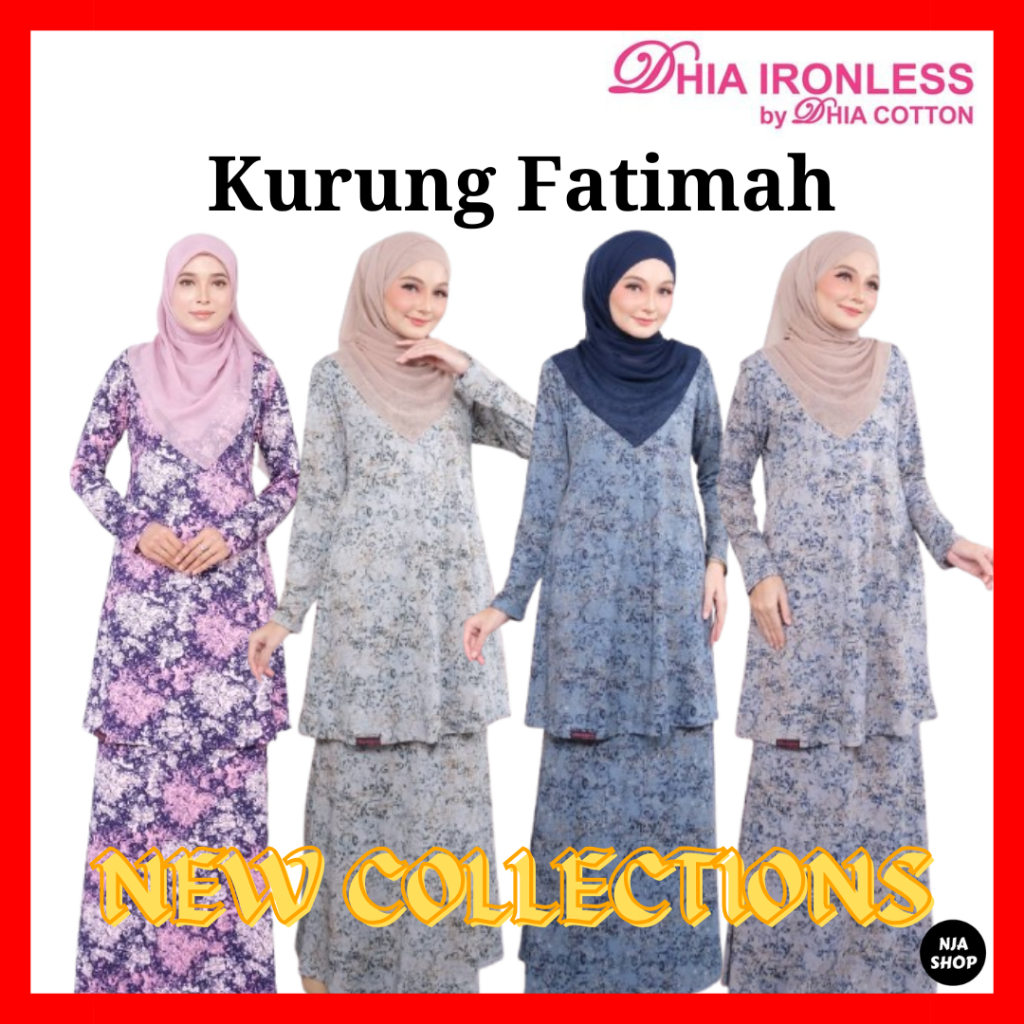 Raya 2025 Dhia Cotton Ironless Kurung Fatimah Saiz XS - 10XL Baju ...