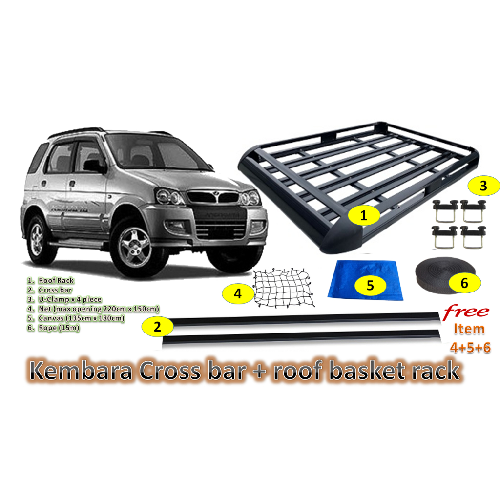 Kembara Cross bar, roof rack, basket rack 1.3m 1.6m | Shopee Malaysia