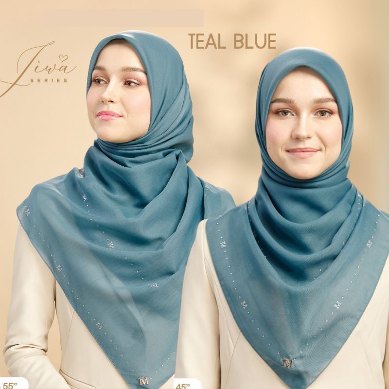 MINAZ JIWA | IRIS Bawal Plain Stone • Bidang 45" dan 55" Tudung Labuh
