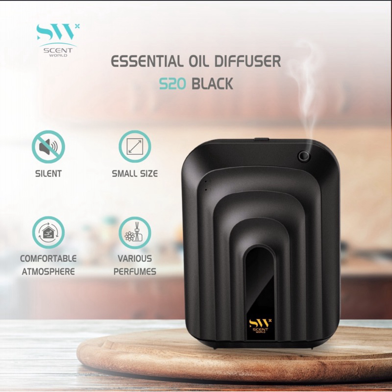 SCENT WORLD S20 [BLACK] SMART ESSENTIAL OIL DIFFUSER *FREE 2 BOTTLE ...