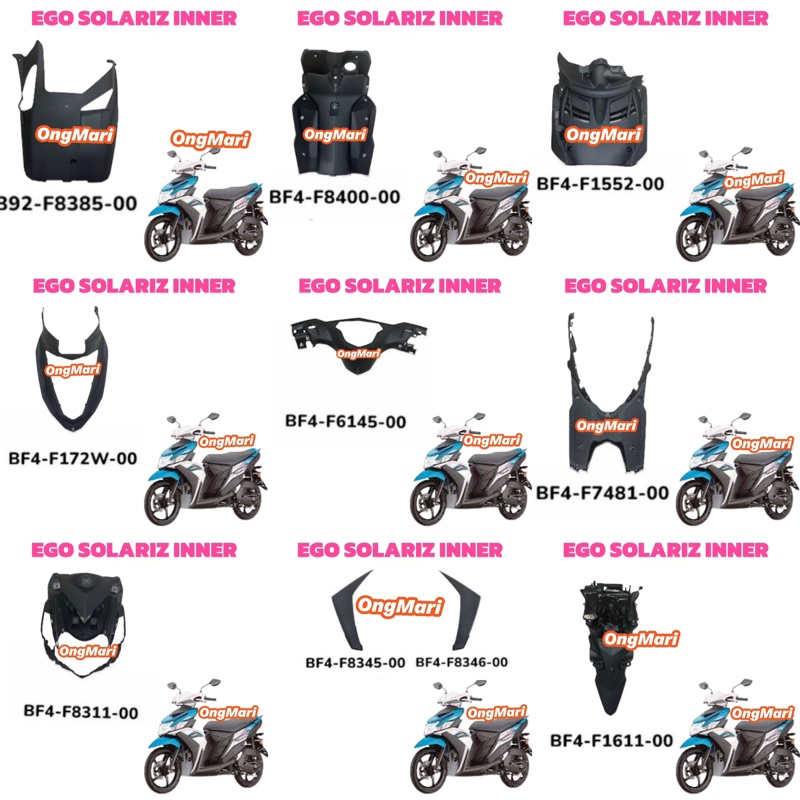 Yamaha EGO SOLARIZ Inner Cover Full Set Kaver Hitam Meter Tank Fender ...