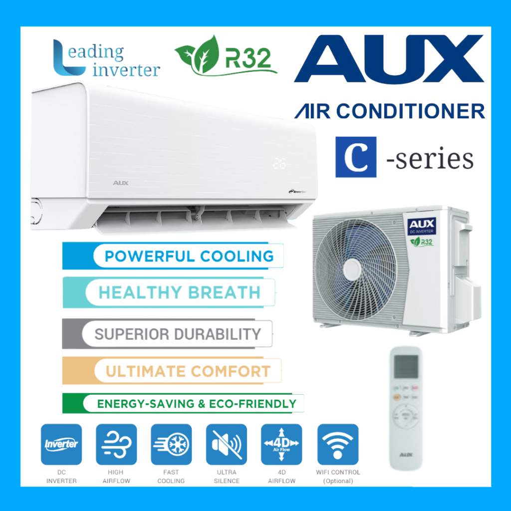 AUX R32 Inverter C-Series Wall Mounted Aircond 1.0HP - 2.5HP | Shopee ...