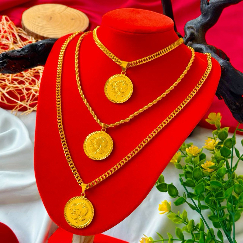 SET RANTAI LEHER & LOKET COIN BUNGA RAYA PANJANG 70CM | Shopee Malaysia