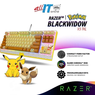 Razer BlackWidow V3 Tenkeyless Compact Mechanical Keyboard with Razer Chroma RGB - Pokémon Edition (Razer™ Green Switch)
