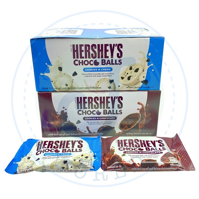 [12PCS] HERSHEY'S CHOCO BALLS COOKIES N (CHOCOLATE / CREME / DARK CHOCO ...