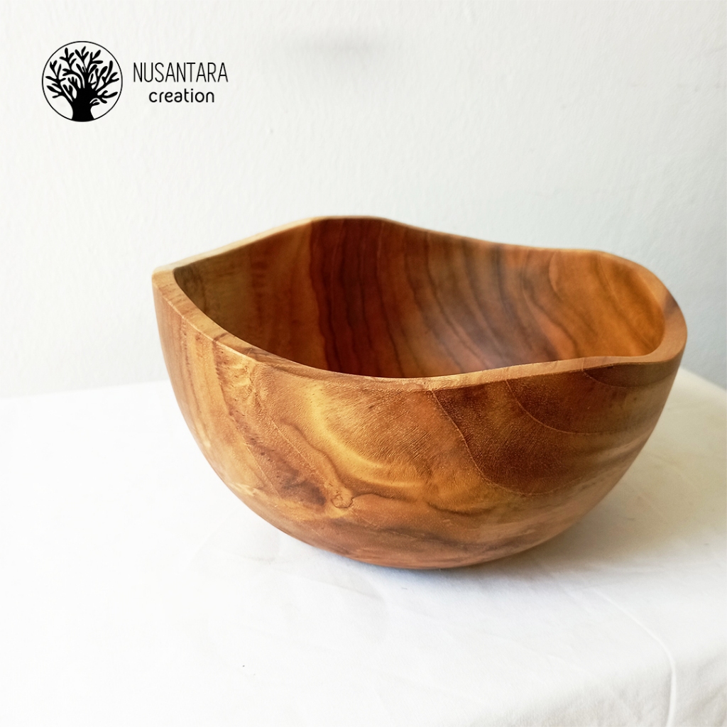 Wave Bowl Teak Wood Cutlery Kitchenware - Mangkuk Ombak Kayu Jati ...